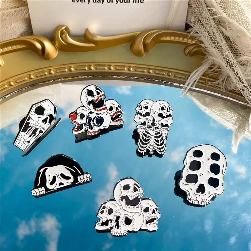 Эмалированная брошь в стиле панк с изображением клоуна, черепа, креативной кости Смерти, призрака, Хэллоуина, значок на лацкан, аксессуары для одежды, пряжка, булавка, ювелирное изделие для друзей
