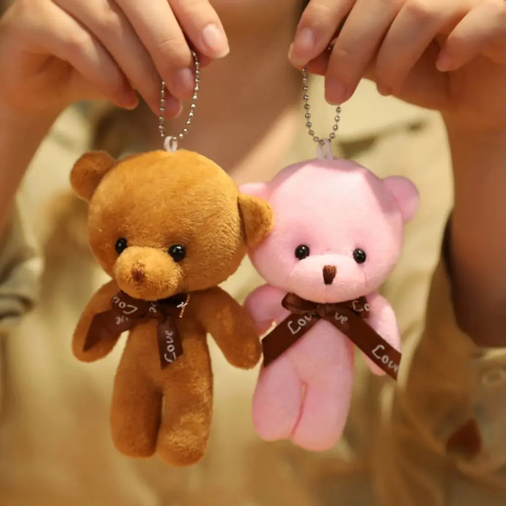 

12cm Kawaii LOVE Teddy Bear Plush Toys Lovely Mini Tie Bear Dolls Bag Keychain Pendant Dolls Nice Gift
