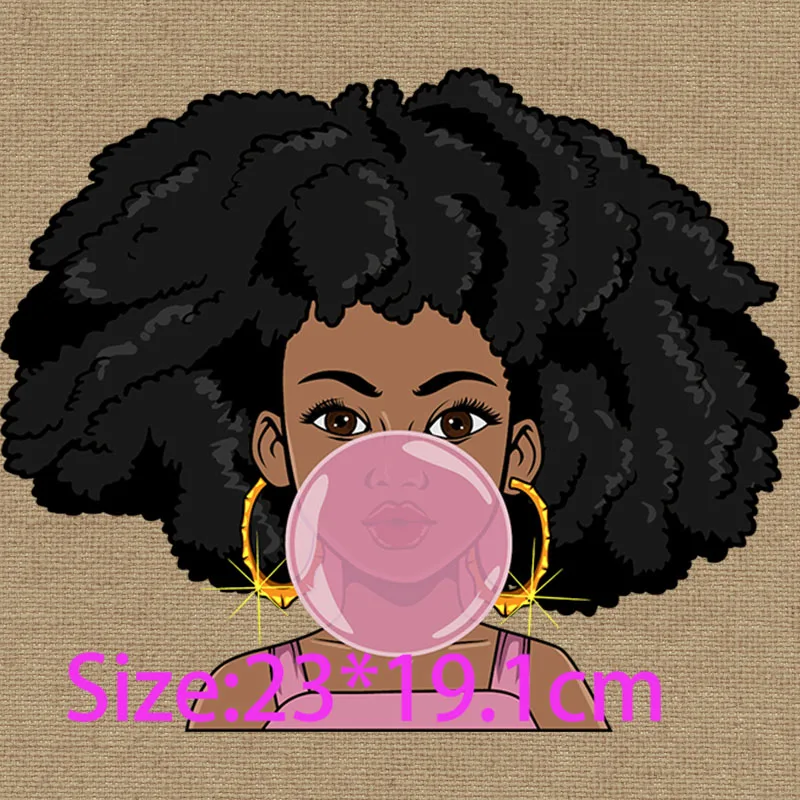 Теплопередающие наклейки для футболок афро-курчавые Дива африканская