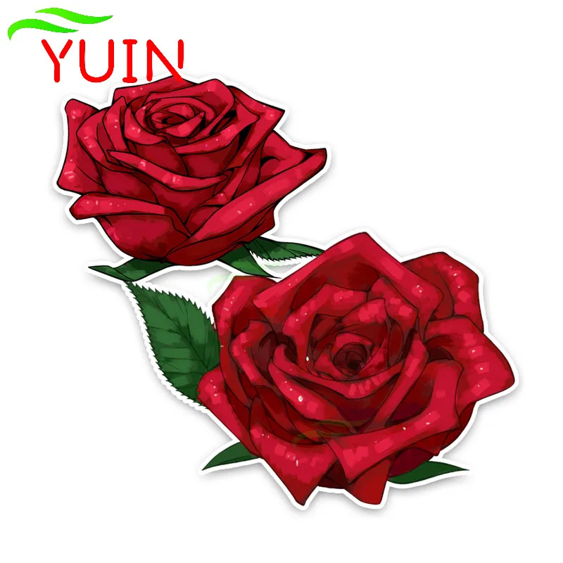 

YUIN Fashion Graphic Roses Flowers Car Sticker Motorcycle Auto Accessories Personality PVC Decorative Waterproof Decal 11*11cm