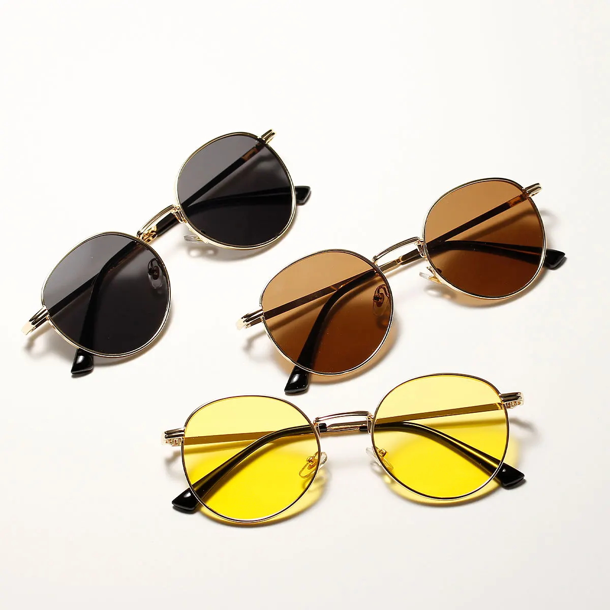 

Round Metal Retro Sunglasses Women 2022 New Ocean Transparent Color Sunglasses Men's Small Frame Mirror