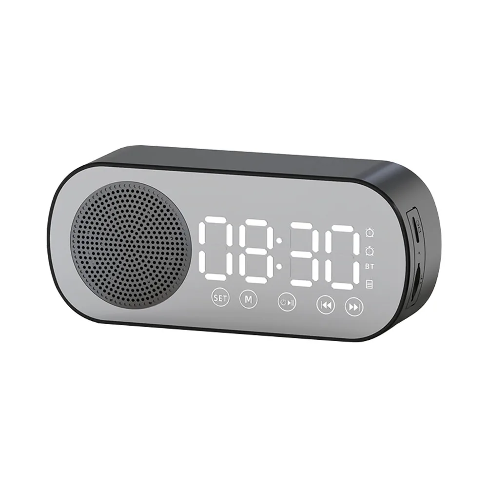 New Wireless Bluetooth Speaker Clock Dual Alarm Support TF Card FM Radio Mirror Display Desktop Alarm Clock HIFI Music Soundbar