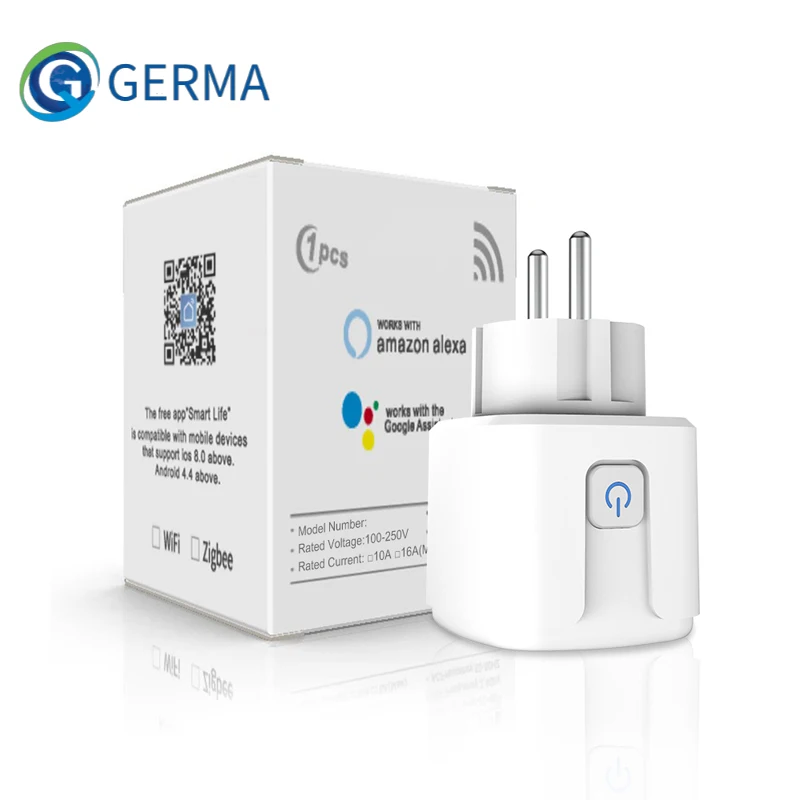 GERMA EU wifi умная розетка монитор Функция синхронизации Tuya Smartlife Alexa Google Home голосовое