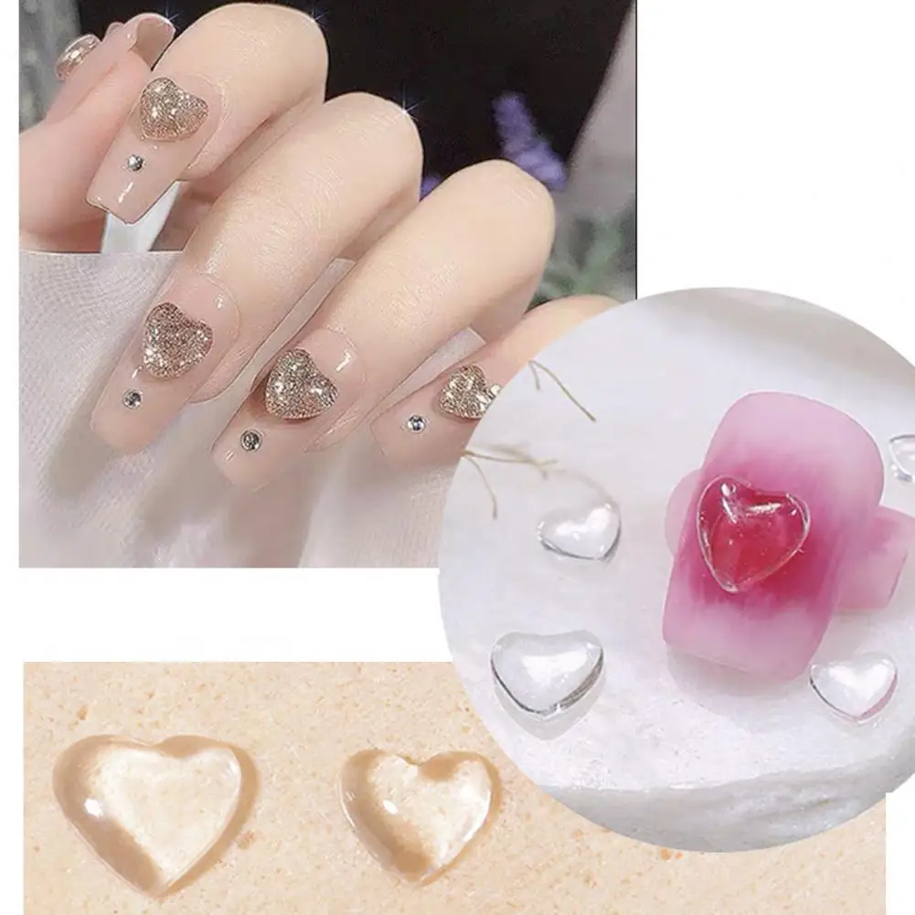 

100Pcs Beautiful Compact Multifunctional Transparent Love Manicure Decoration for Home Nail Decoration Manicure Ornament