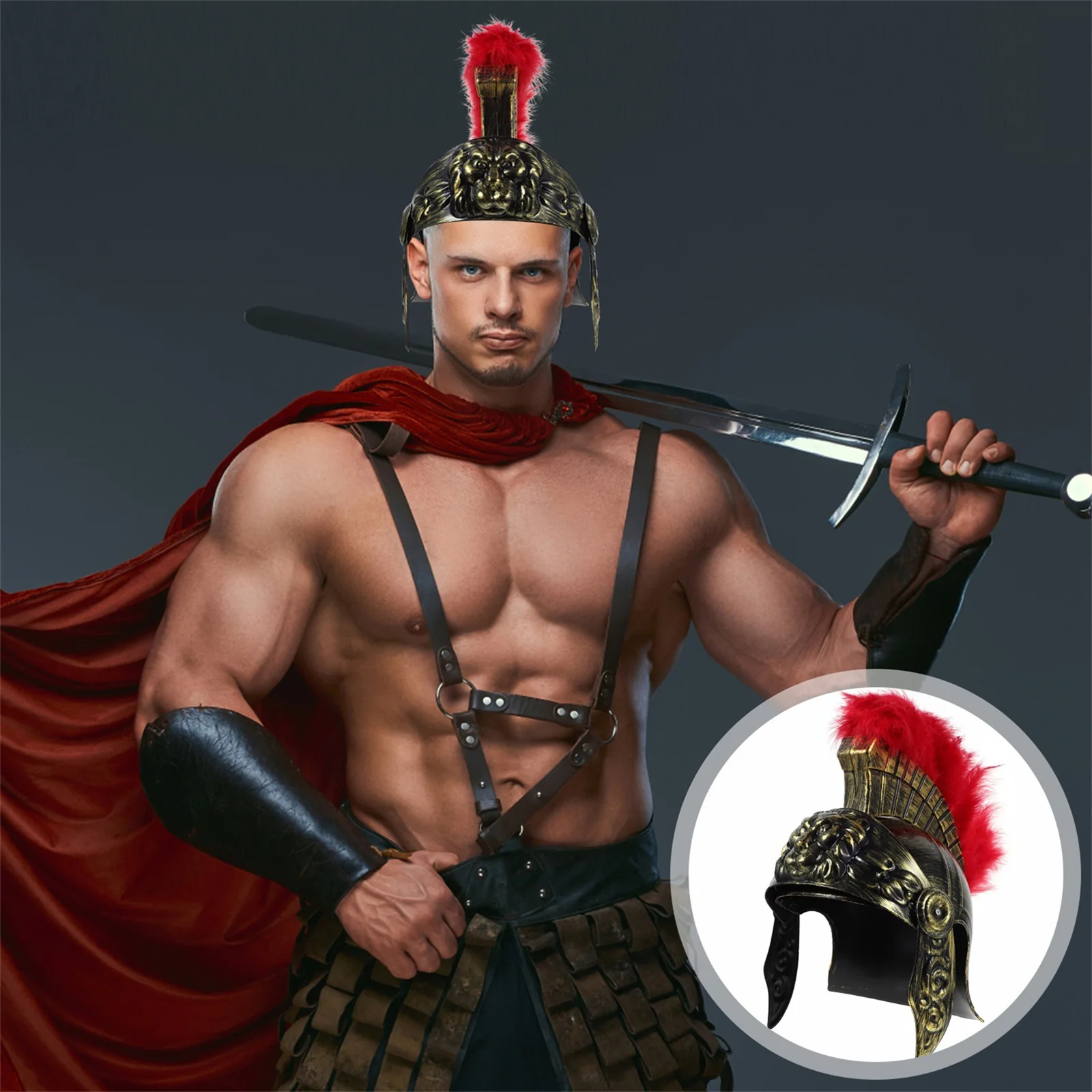 

Samurai Hat Men Gladiator Middle Ages Adults Roman Costume Soldier Warrior Cosplay Ihram Clothing Umrah
