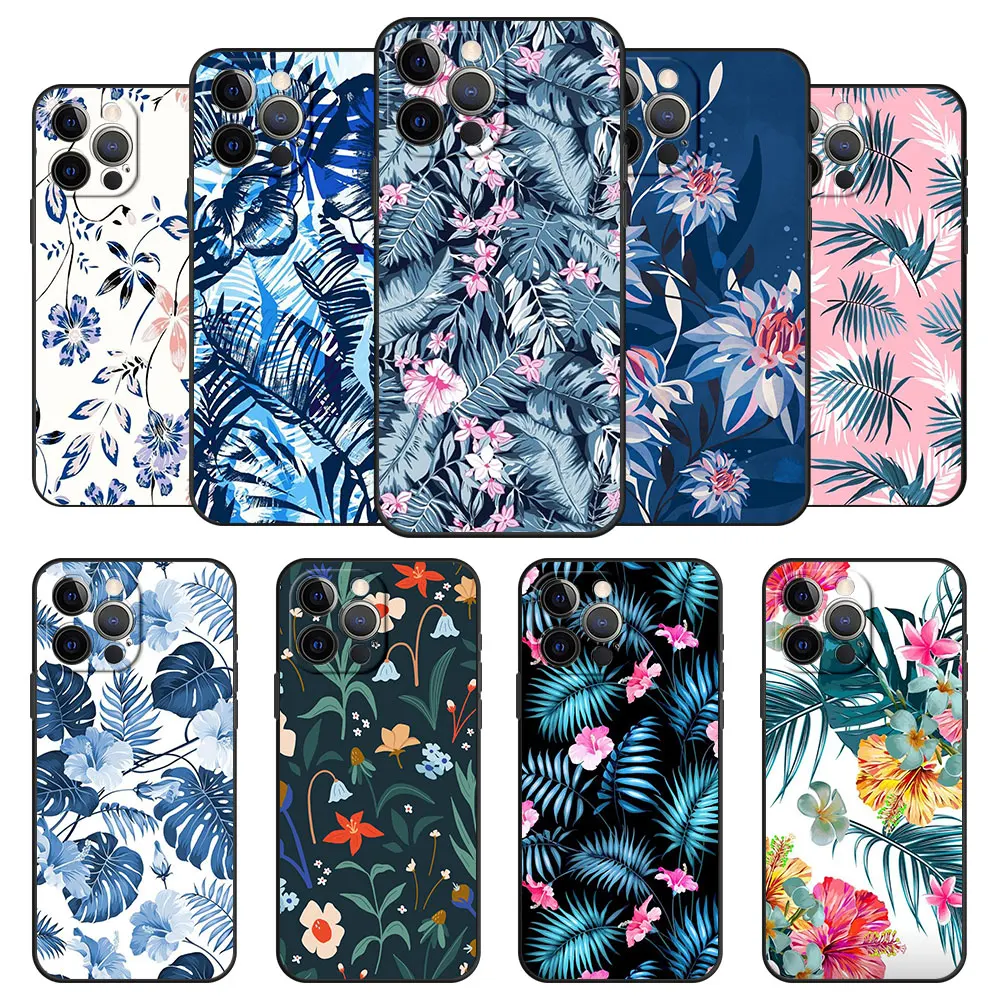 

Vintage Green Floral Palm Leaves Soft Armor Shell Phone Case for Apple iPhone SE XS 7 11 12 13 Pro Max 8 Plus XR 6S 5S 6splus