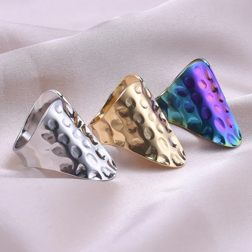 

Neo-Gothic Large Triangle Design Rings For Women Fashion Geometry Rainbow Punk Jewelry Sets Men's Ring Finger Rings Trendy Charm