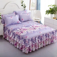 2022 wedding bedspread 3pcs bedding bed skirt with 2pcs pillowcases bed sheet mattress cover full twin queen king size bedsheets