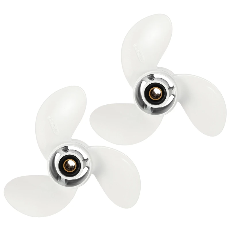 

2X 6G1-45941-00-El For Yamaha 6-8Hp 8 1/2 X 8 1/2 Boat Outboard Propeller White Aluminum Alloy 7 Spline Tooths
