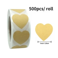 500pcs roll 1 inch heart shaped love kraft paper label sticker for gift packaging birthday party supplies scrapbooking sticker