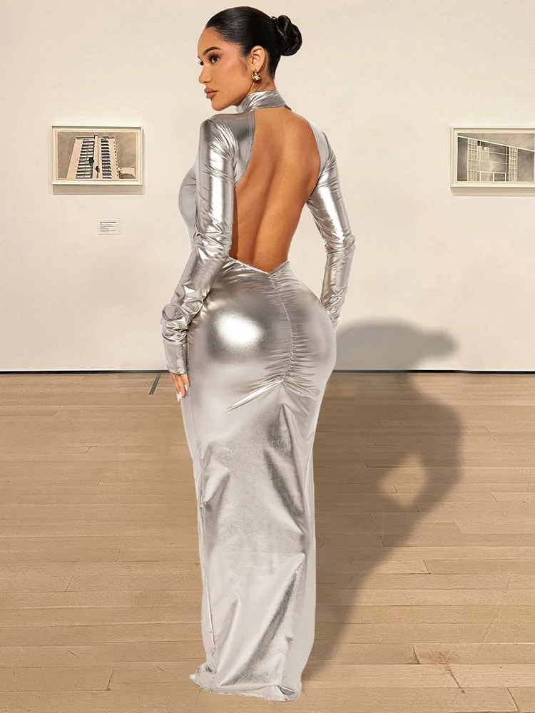 

Женское длинное платье с открытой спиной Bolopi Mental Color Y2K