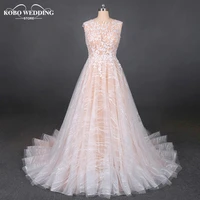 ball gowns lacetulle bridal dress sheer neck wedding dresses 2021 real photo marriage customer made