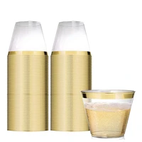 golden plastic cups 9 oz disposable cup plastic wine glass party cups transparent plastic cup for parties
