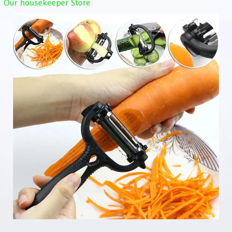 

Magic Trio Peeler Set Fruit Potato Carrot Peeler Cutter Slicer Melon Gadget Multifunctional 360 Degree Rotary Kitchen Tool