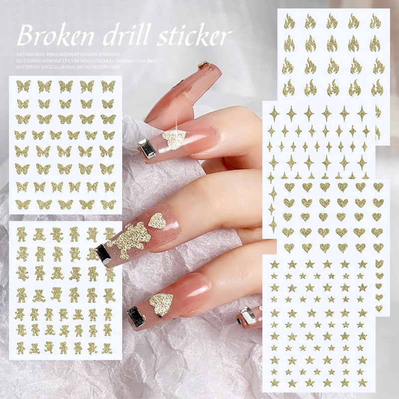 

3D-Наклейки для ногтей в форме звезды, сердца, блестящие Слайдеры для ногтей, бабочки, инструменты для маникюра, водостойкий пресс для ногтей ...