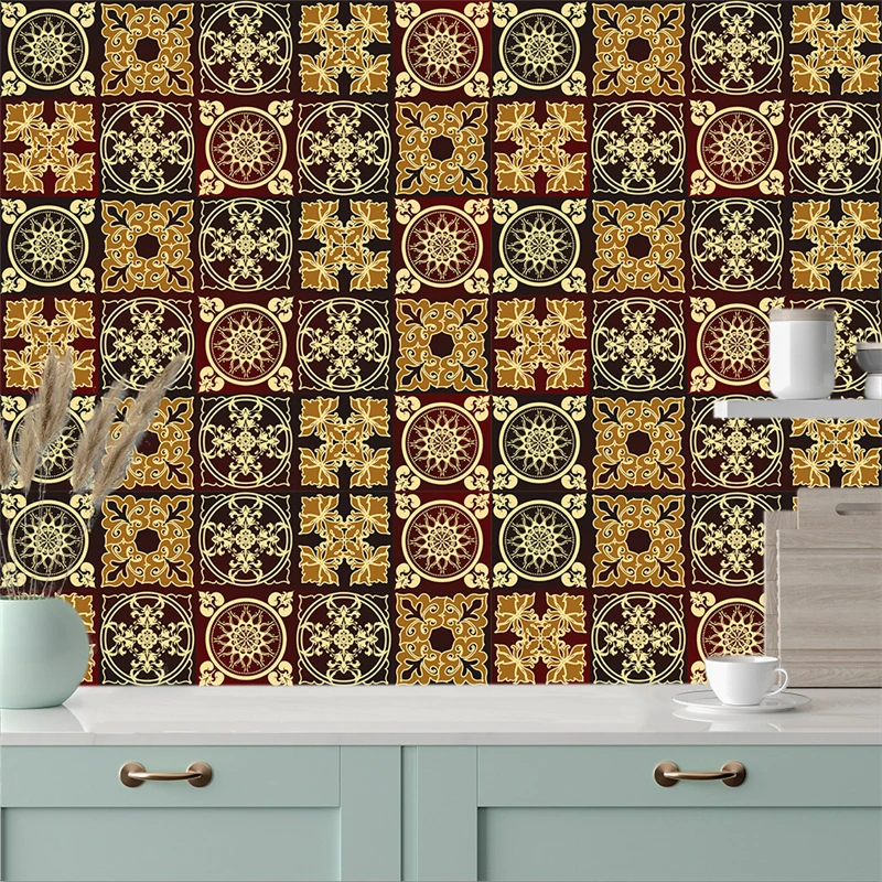 

10pcs Mandala Style Matte Wall Stickers for Kitchen Table Bathroom Accessories Wall Decor Waterppof Self-adhesive PVC Wallpaper