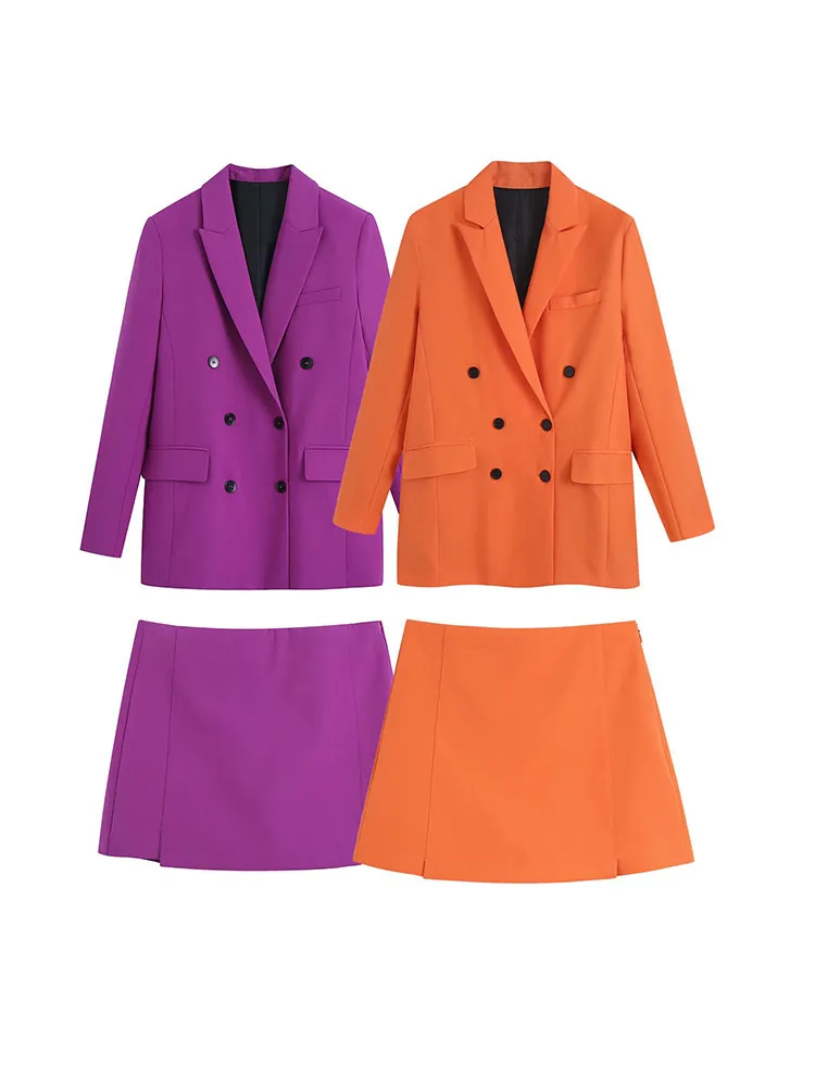 

Women 2022 Autumn New Fashion Unisex Double Breasted Blazer Coat Vintage Long Sleeve pocket Female Outerwear Chic