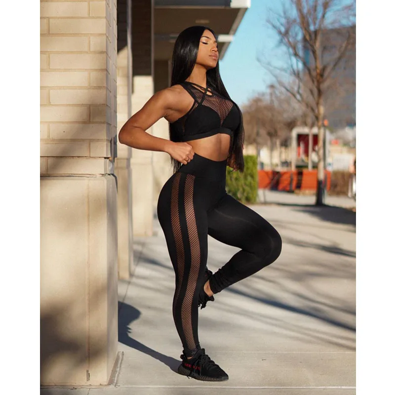 

Two Piece Set Women Clothing 2023 Spring Summer Mesh Sheer Crop Top Pants Set Y2k Clothes Sport Casual Club Streetwear Wholesale