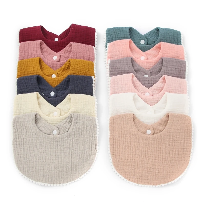 

Детская бандана D7YD, слюнявчики-нагрудники с оборками и кружевной отделкой, однотонное слюнявчик-прорезыватель для младенцев, хлопковая тка...