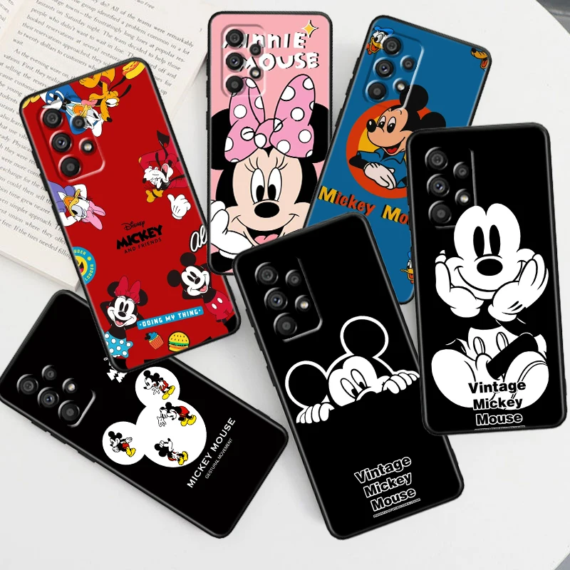 

Luxury Cute Mickey Minnie For Samsung Note 20 10 Ultra Plus A31 A8 A14 J6 A12 A5 A70 A7 A34 A25 A04 A24 5G Black Phone Case