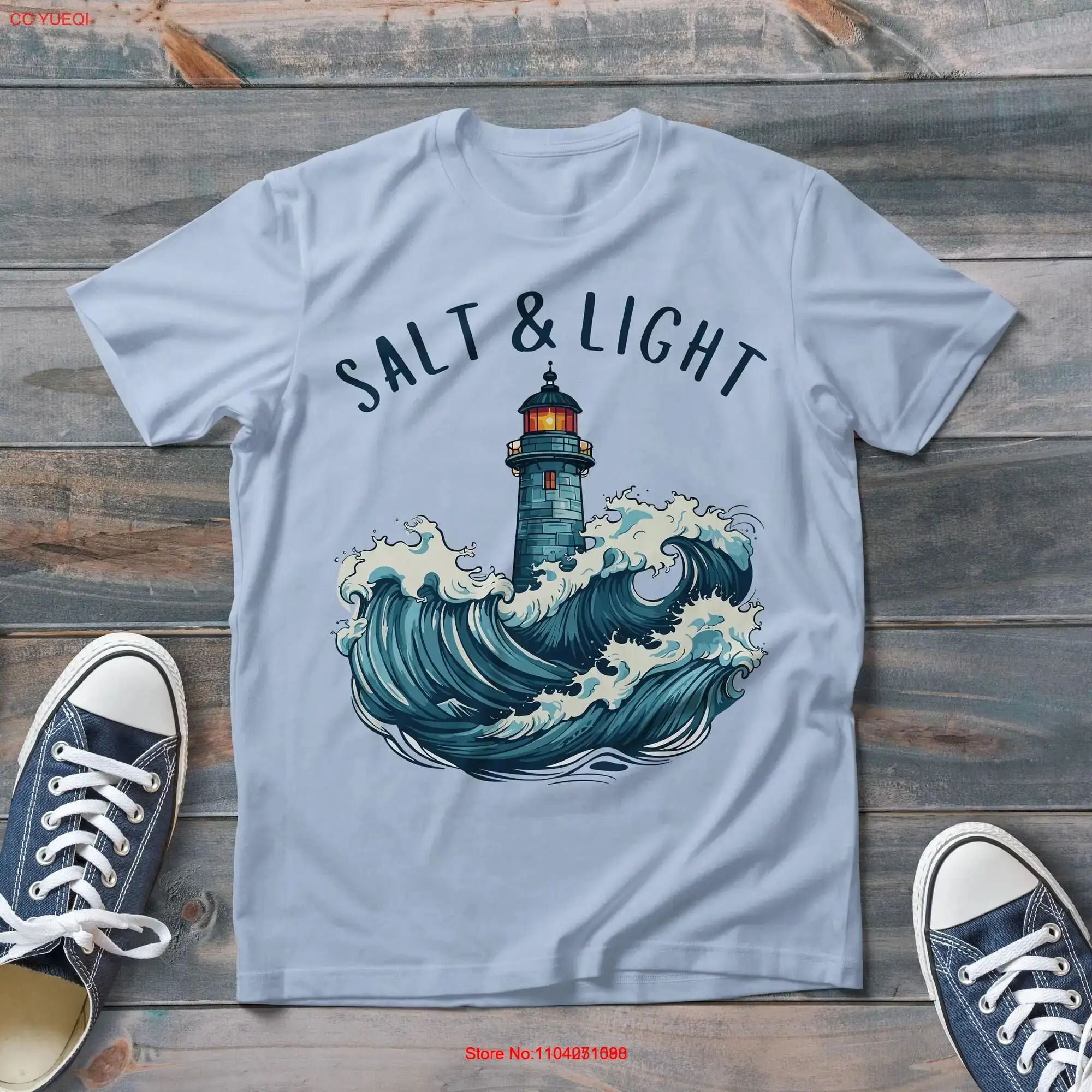 Светлая хлопковая футболка Lighthouse At Sea Salt винтажная христианская модная стильная