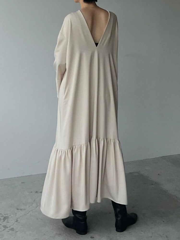 Женское винтажное платье с цветочным принтом Длинное свободное глубоким