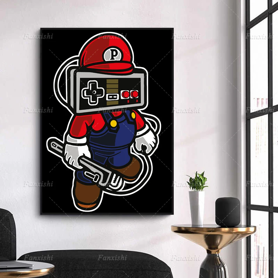 

Hd Print Wall Art Home Decor Plumber Mario Cartoon Game Console Funny Pictures Pop Creative Canvas Paintings Living Room Artwork