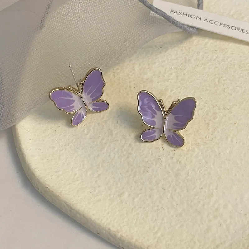 

Lady Temperament New Spring Earings Studs Simple Butterfly Purple Cute Earrings Indian Jewelry