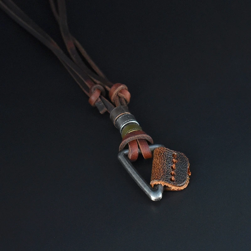 1 шт. винтажное кожаное треугольное ожерелье с подвеской ручной работы, веревочные цепочки, ожерелья для мужчин и женщин, аксессуары для ювелирных изделий в стиле панк, оптовая продажа