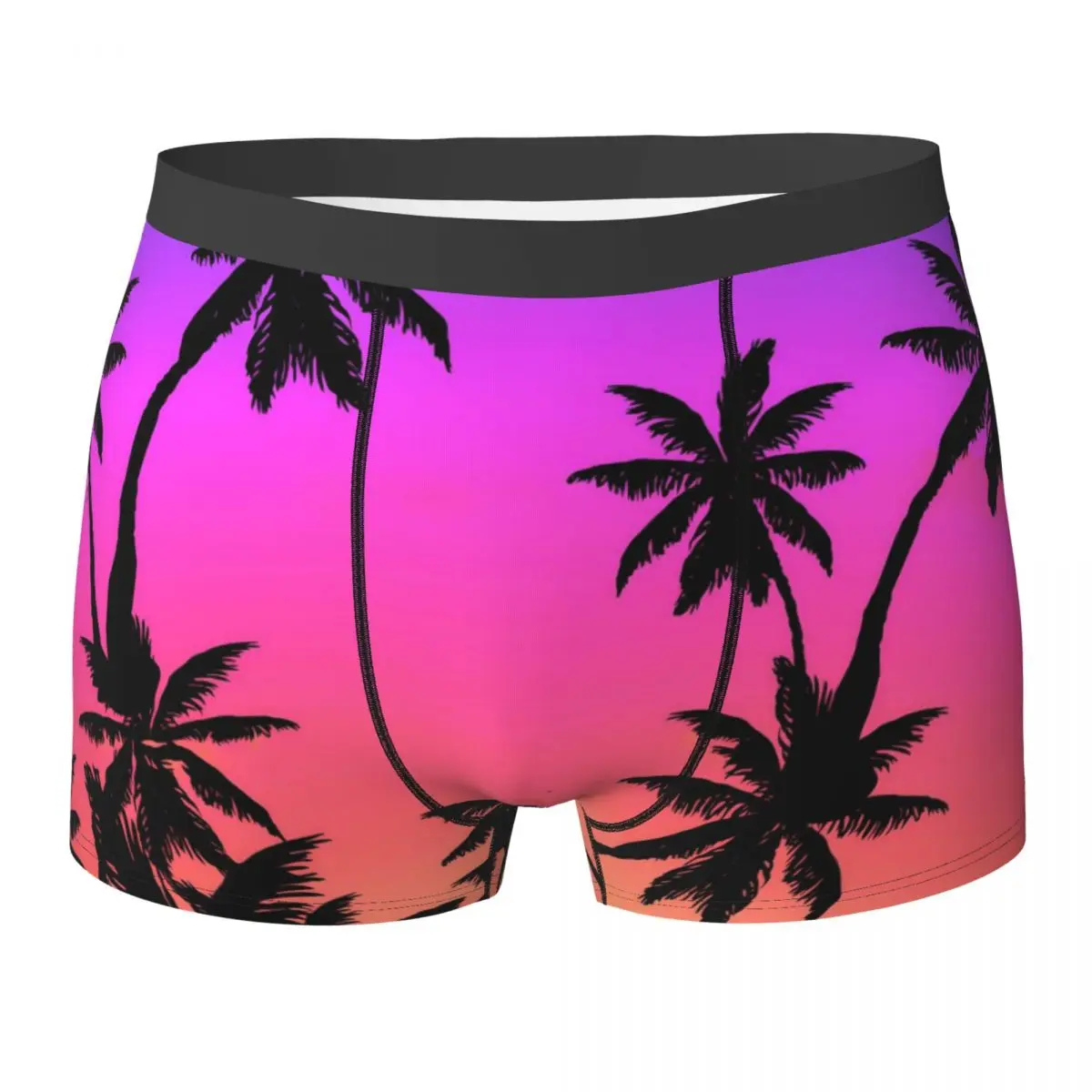 Ombre Palm Trees Underwear Sunset Gradient Man Panties Sublimation Breathable Boxer Shorts High Quality Brief Plus Size