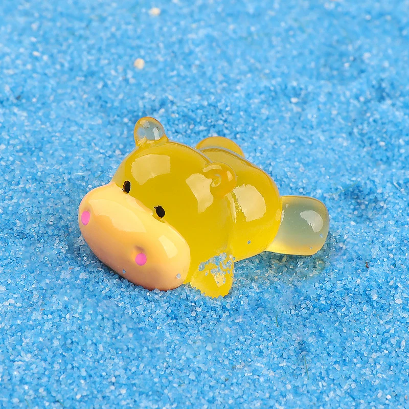 Милая светящаяся миниатюрная статуя бегемота украшение для улицы сада дома в