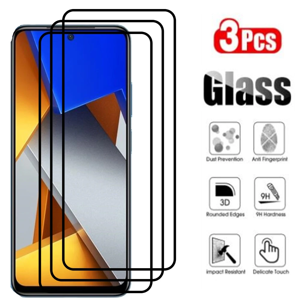 

100D Tempered Glass silk screen For Xiaomi poco m4 pro 5G 4G screen Protective For poco m3 pro 5G full Protective glass