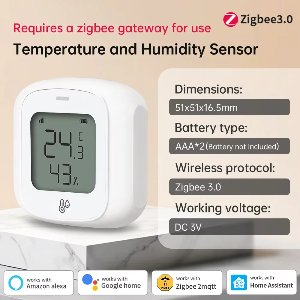 

TNCE Tuya WiFi/Zigbee3.0 Умный датчик температуры и влажности Приложение Smart Life Дистанционное управление Поддержка Alexa Google Home