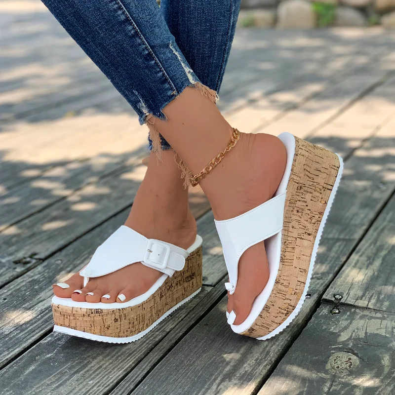 

Женские шлепанцы на танкетке, черные или розовые повседневные шлепанцы на толстой подошве 2023 см, лето 7,5