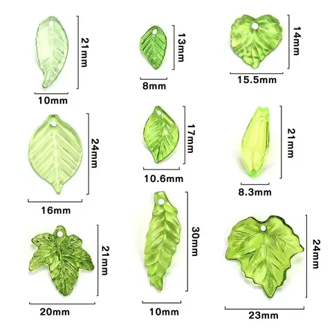 Аксессуары для бижутерии SEVENWELL Акриловые бусины листья зеленые