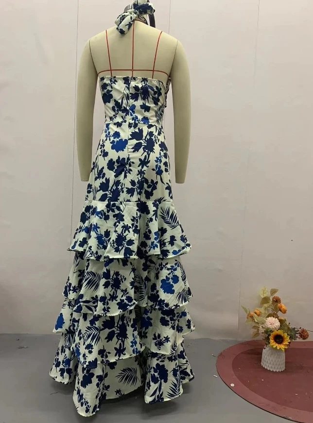 Женское праздничное платье весна-лето 2024 последняя мода с принтом висячим