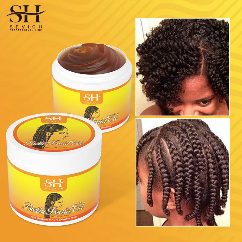 

Traction Alopecia Hair Styling Braiding Gel 100g Edges Control Hair Shaping Cream Biotin Anti Loss Broke Hair Care Finishing Wax