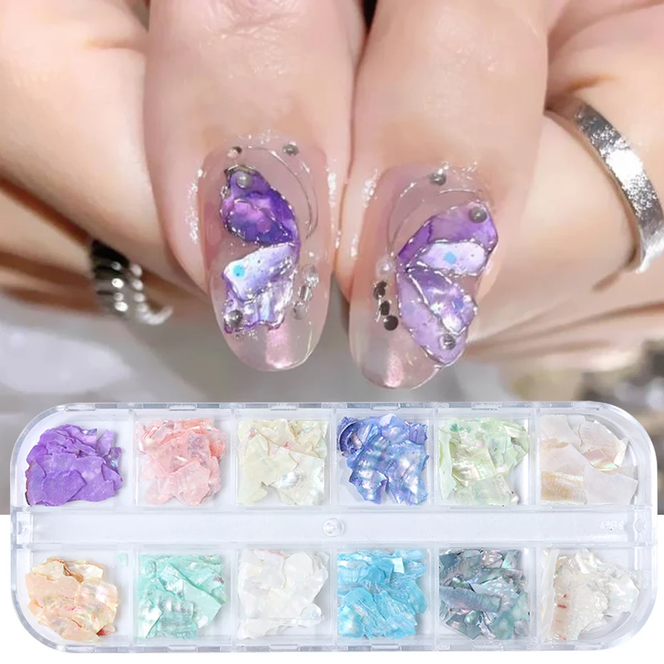 

Aurora Pearly Abalone Shell Nails Decoration Chameleon Glitter Sequins Dreamy Shell Manicure Slices For Nail Art Decoration BEBH