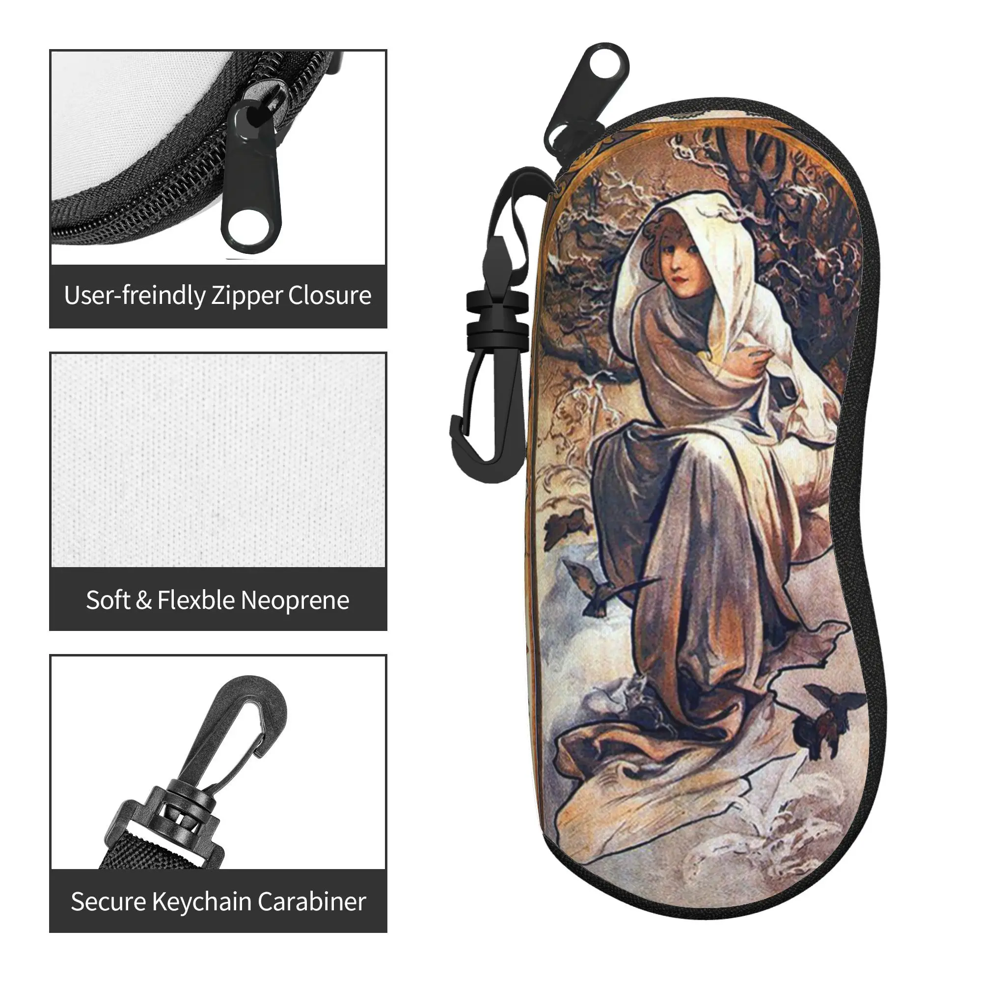 Фото Футляр для очков Alphonse Mucha Ablum Diary Art, унисекс, защита от падений, красивый женский защитный чехол для очков, коробка для очков №2