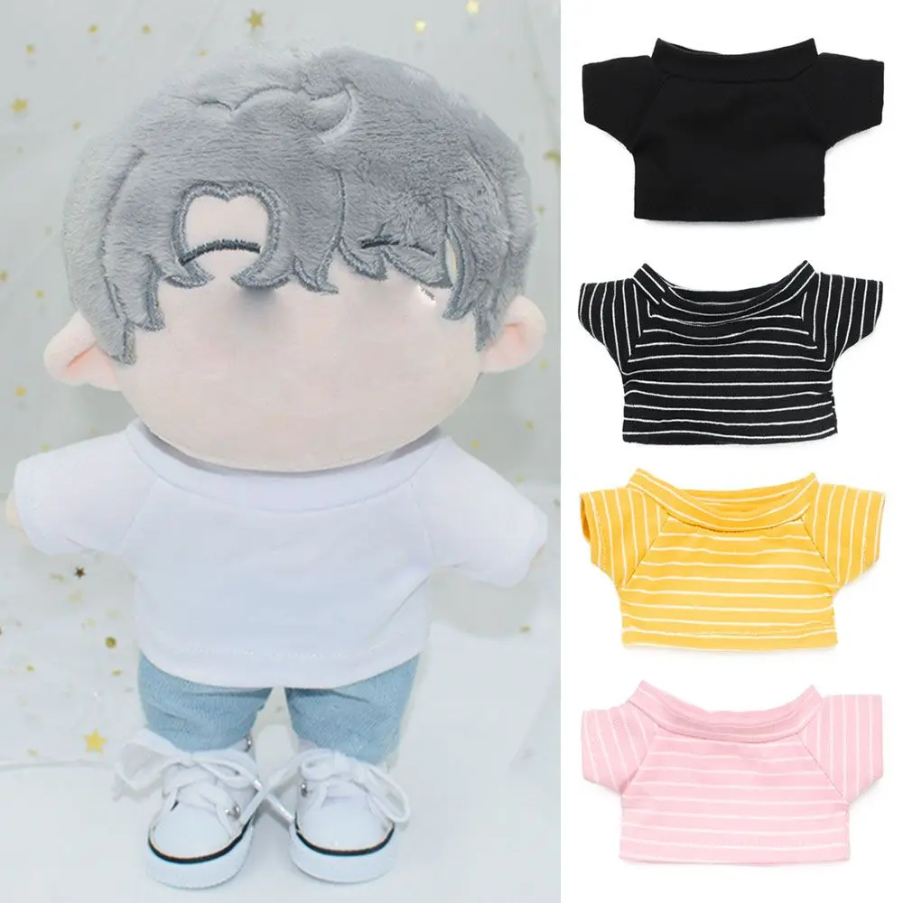 

New 20CM Cotton Stuffed Doll Clothes Doll Stripes Short Sleeve T-shirt Playing House Changing Dressing Game Accessories