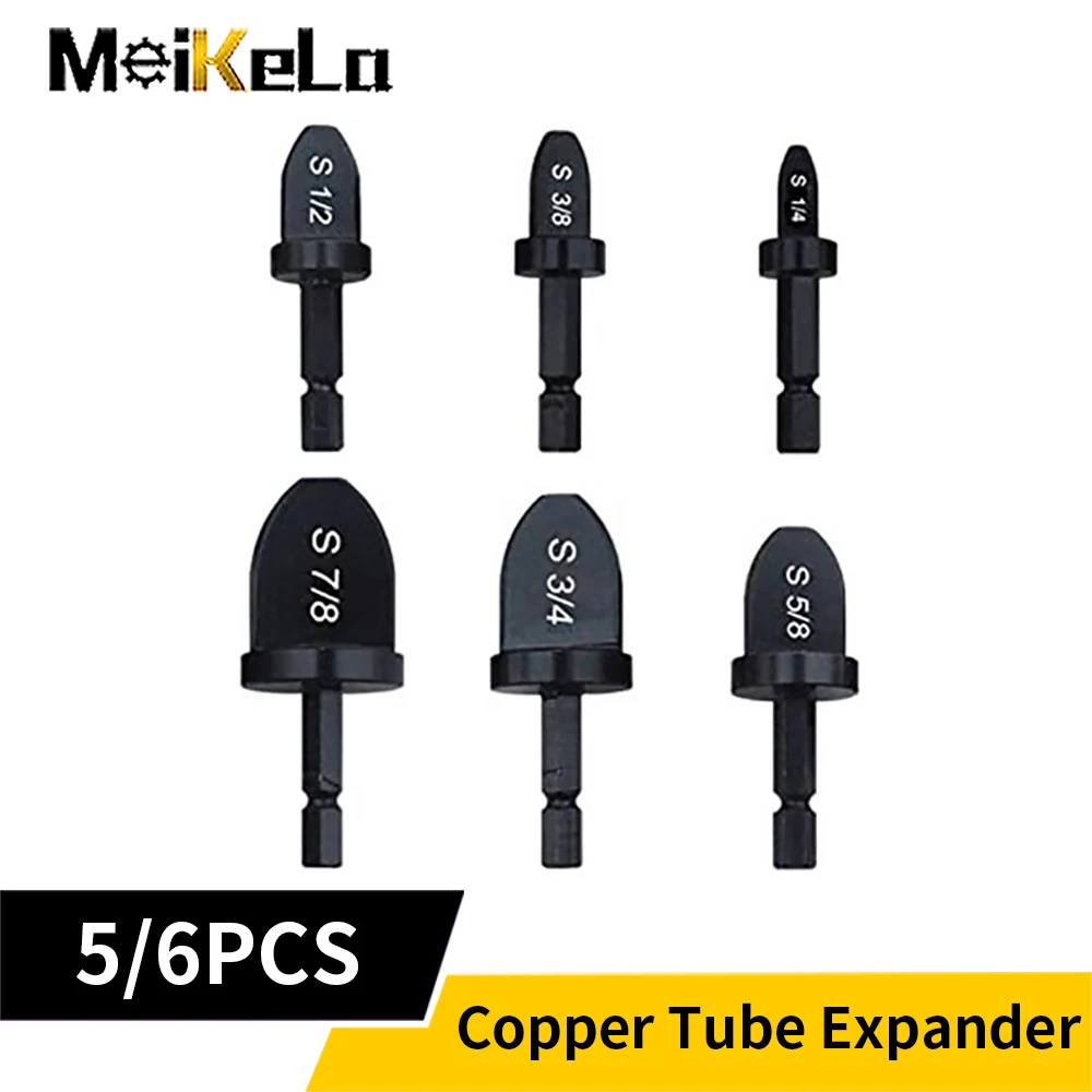 Meikela 5/6Pcs Tube Expander Electric Flaring Tools Air Conditioner Copper Pipe Expansion Hex / Triangular Shank Expansion Tube