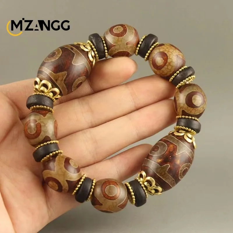 Натуральный агат три глаза небесные бусины браслет Будды резной нефритовый