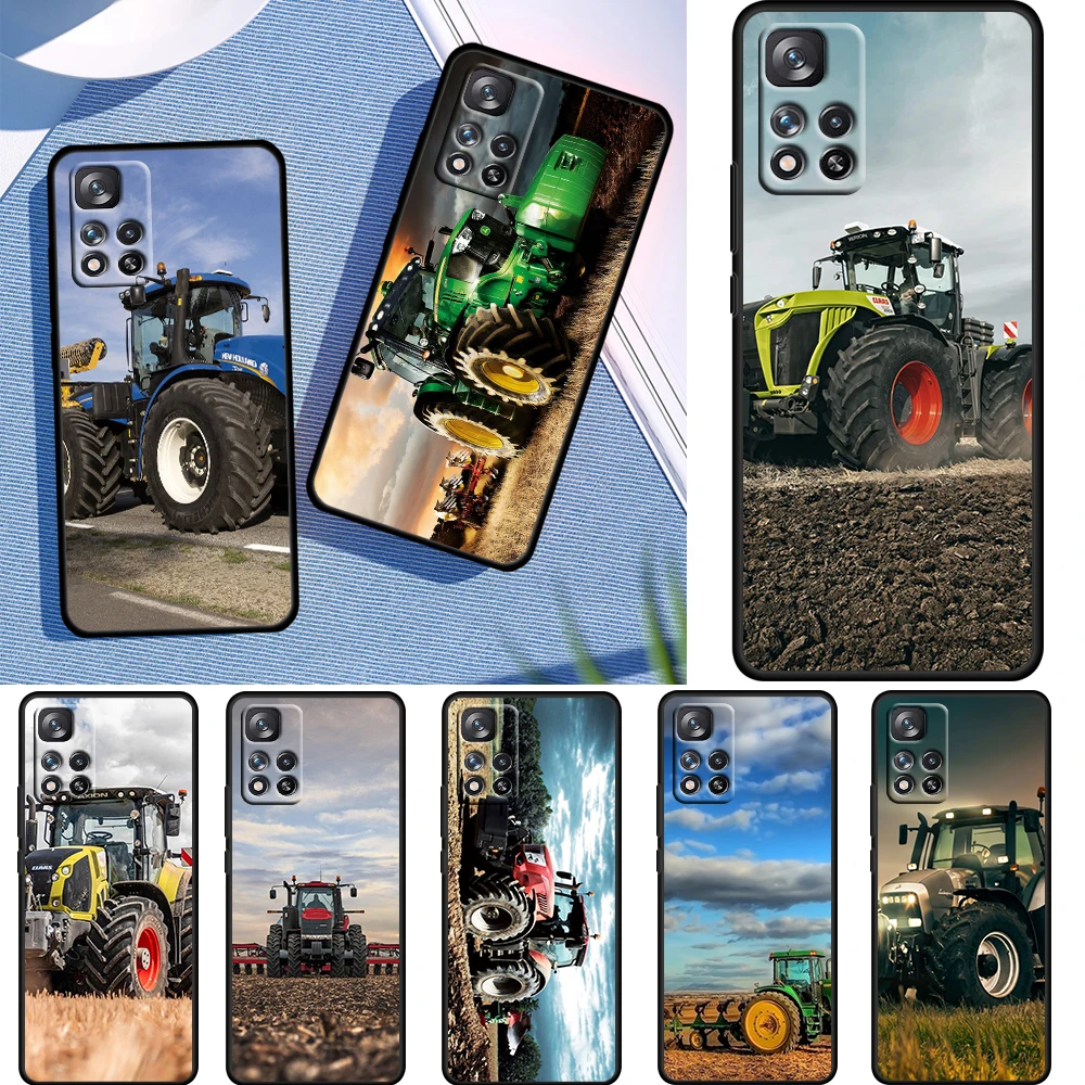 

Farm Vehicle Tractor Case For Xiaomi Redmi Note 11 10 10S 9T 9 9Pro Max 8T 8Pro 7 6 5 Pro 4X Soft TPU Black Phone Cover Coque