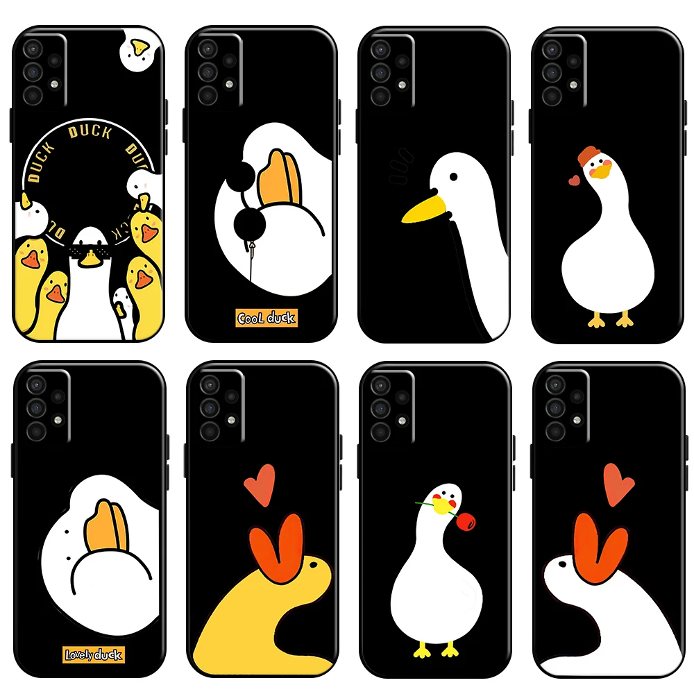 

Cartoon Cute Call Duck For Samsung Galaxy For A10 A11 A12 A20 A21 A21S A22 A31 A32 A51 A52 A70 A71 A72 5G Phone Case Coque