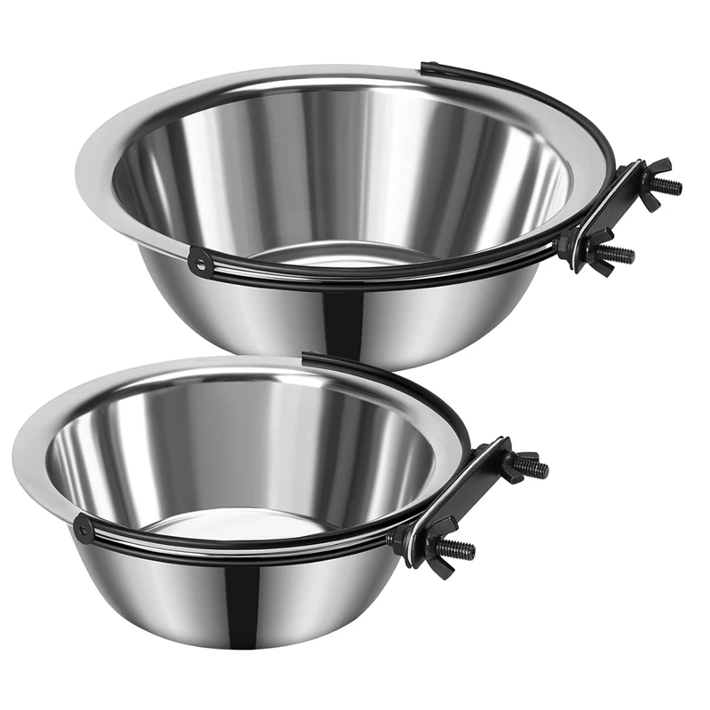 

2 Pack Dog Bowl For Crate Pet Food Water Bowl For Cage Hanging Non-Spill Feeder Bowls
