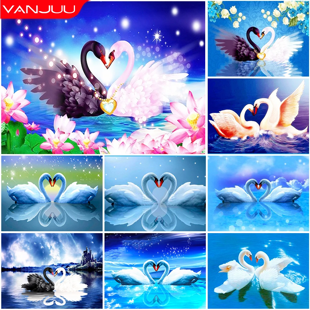 

Animal 5D Diamond Painting Love Swan DIY Diamond Mosaic Painting Beautiful Full Cross Stitch Rhinestone Embroidery Home Decor