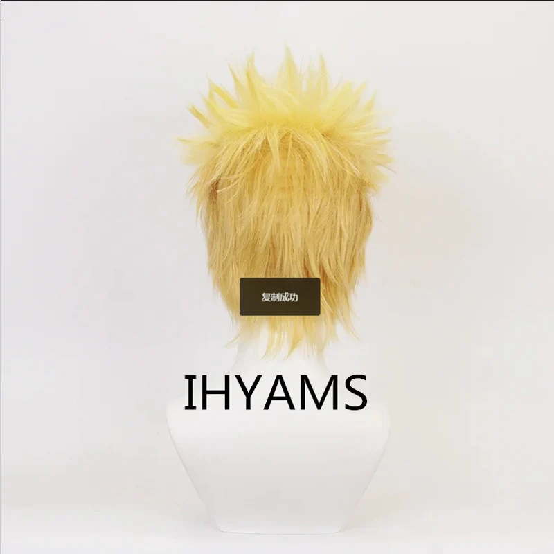 Узумаки Косплей Парики 30 см Короткие золотисто-желтые термостойкие парики из