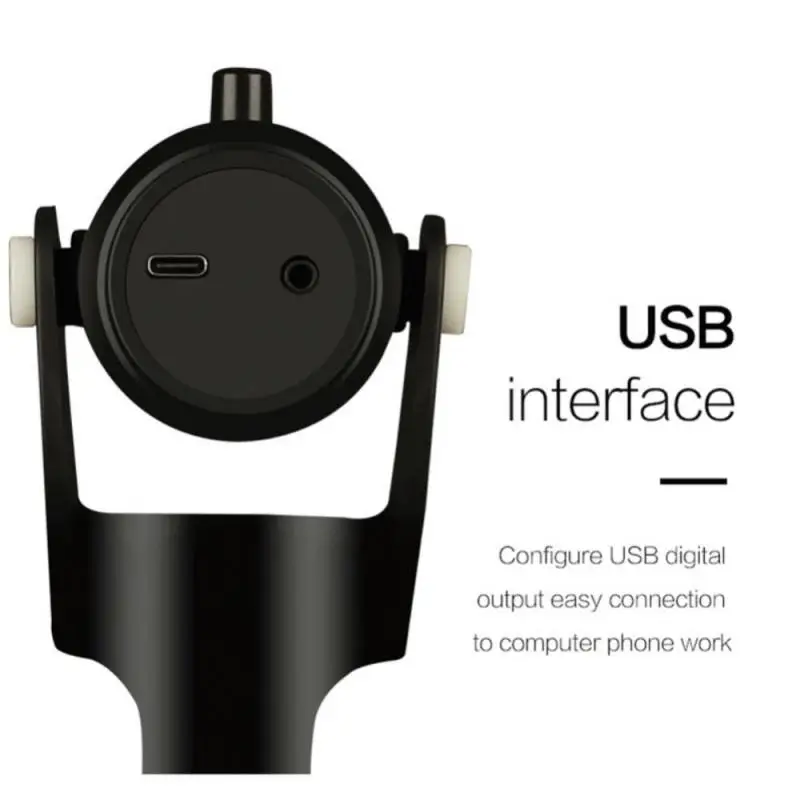 Конденсаторный микрофон USB Настольный для компьютера ASMR Live Dubbing Game с мониторингом