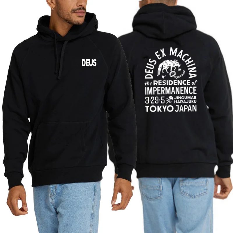 Street Harajuku New Fashion letter print Hooded Sweater DEUS EX MACHINA Men Women Retro Lazy Casual Joker Sports Couple Hoodie
