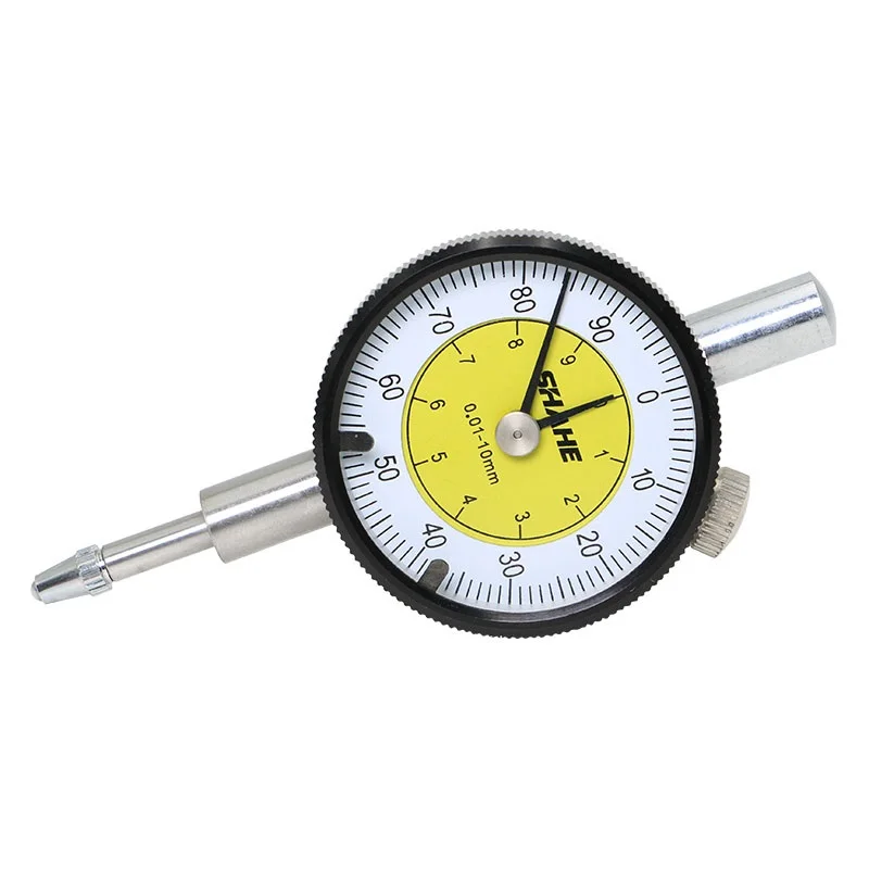 

0-10mm Dial Indicator Mini 0.01mm Resolution Precision Gauge Anti-vibration Rack Carbide Probe Clear Dial Measuring Tool